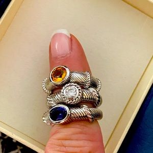 Sterling Silver Stack Rings with stones.